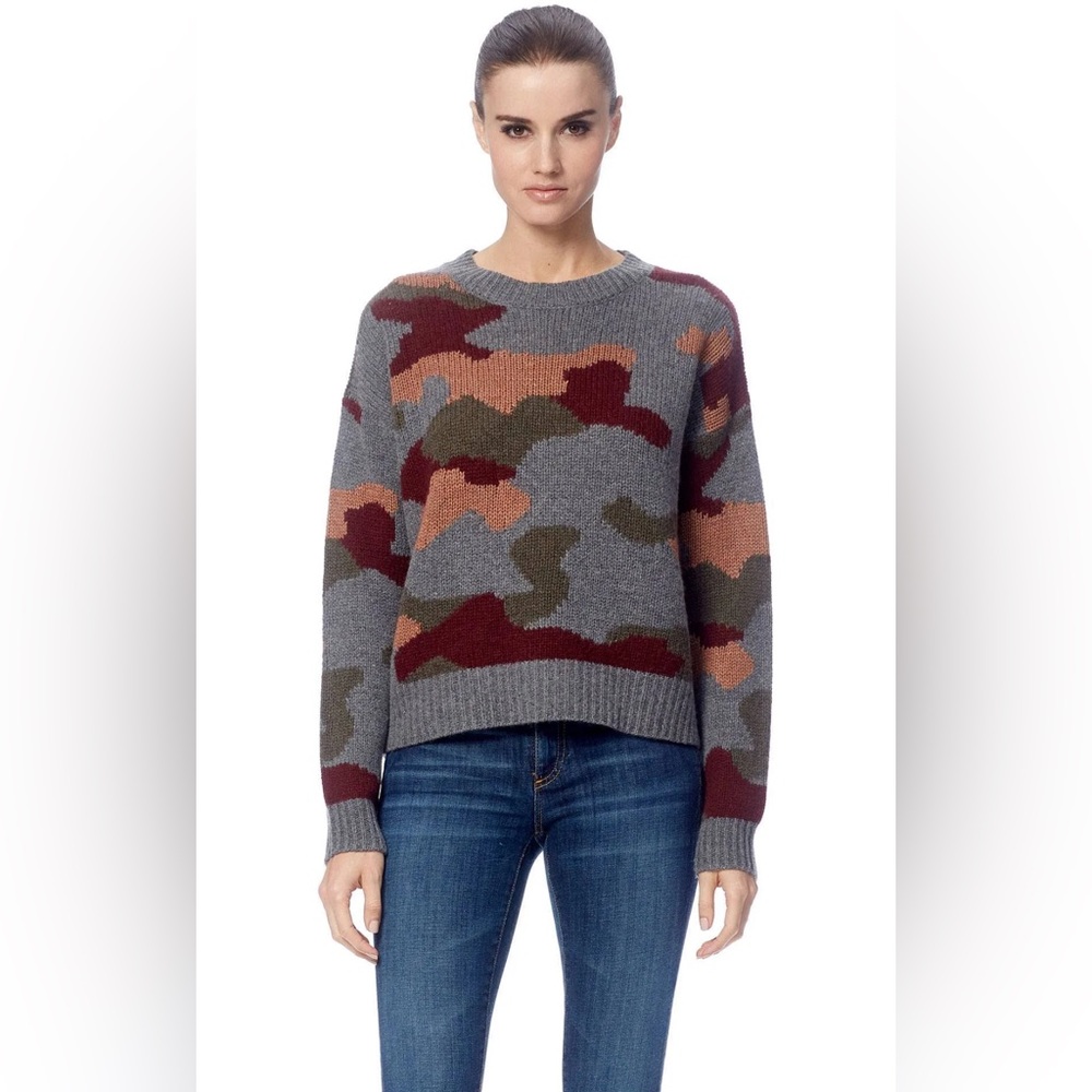 360 Cashmere Camo Print Wool & Cashmere Sweater Size XS Luxury Relaxed